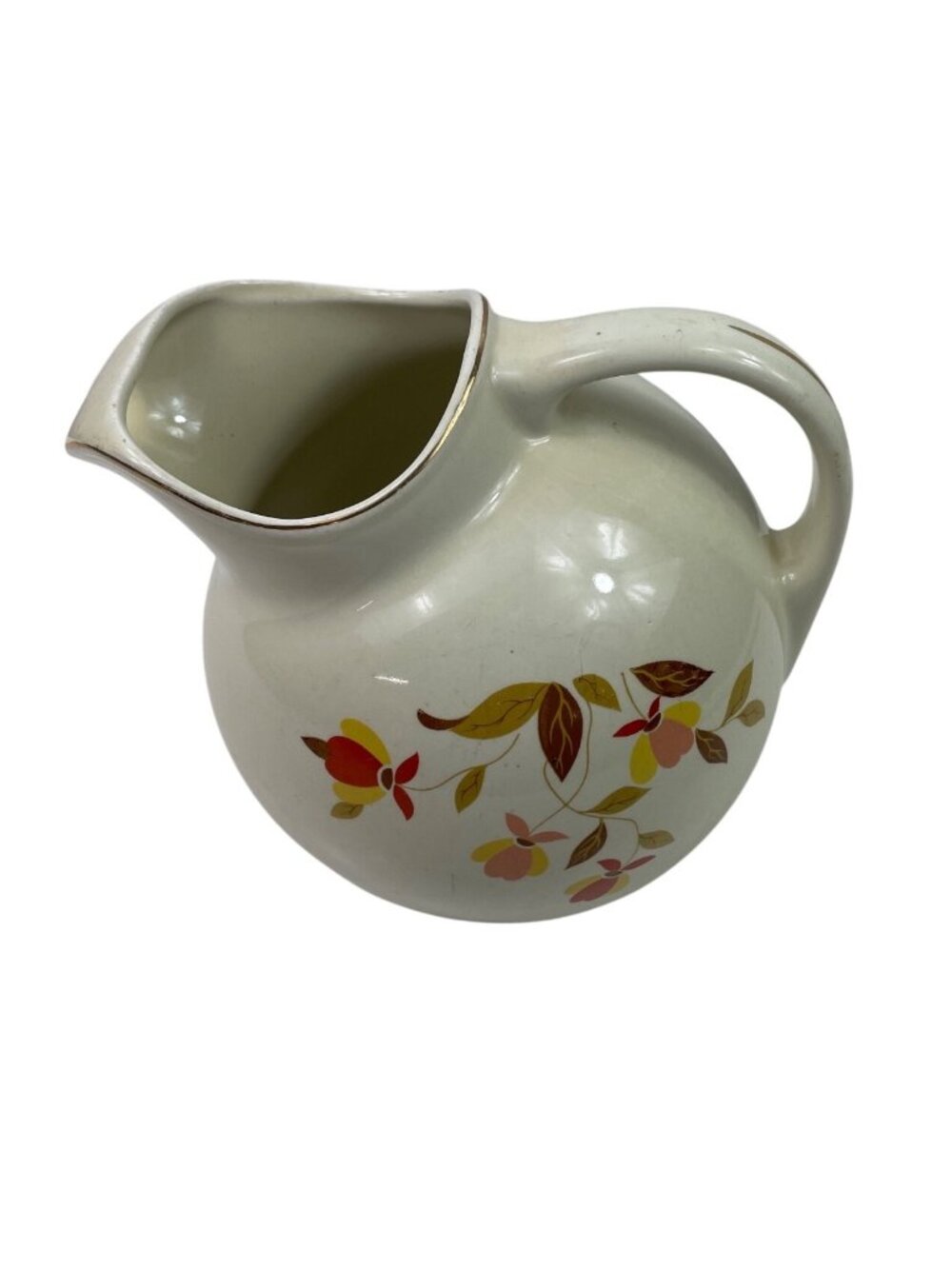 Vintage 1950 Hall’s Superior JEWEL TEA Autumn Leaf BALL JUG PITCHER 7.5” tall - Picture 2 of 12
